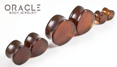 Amber Darker Tone Teardrop Plugs