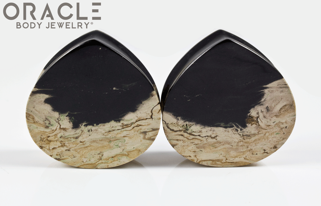 1-3/8" Agatized Palm Root Teardrop Plugs