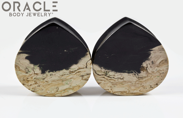 1-3/8" Agatized Palm Root Teardrop Plugs