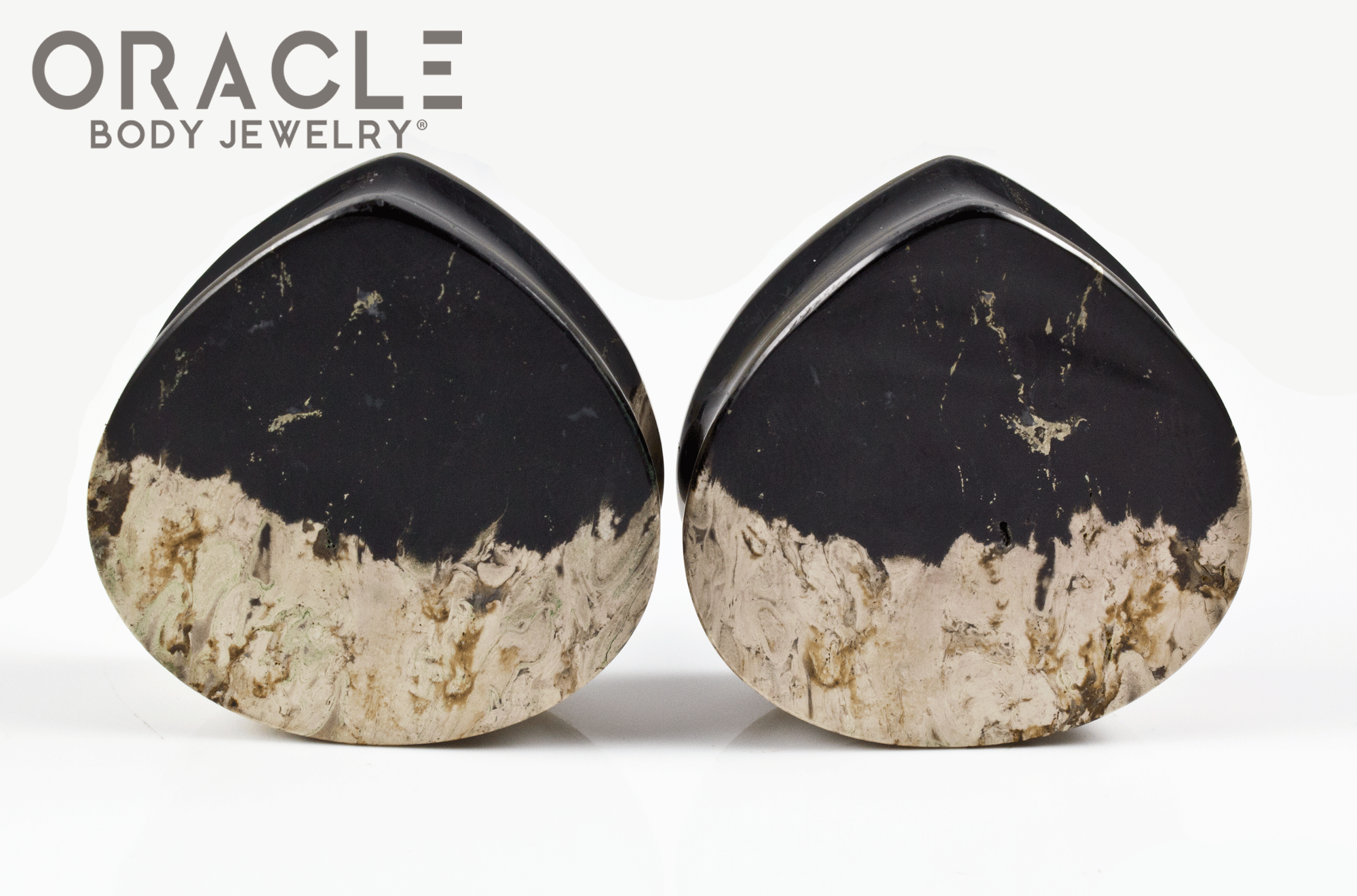 1-1/2" Agatized Palm Root Teardrop Plugs
