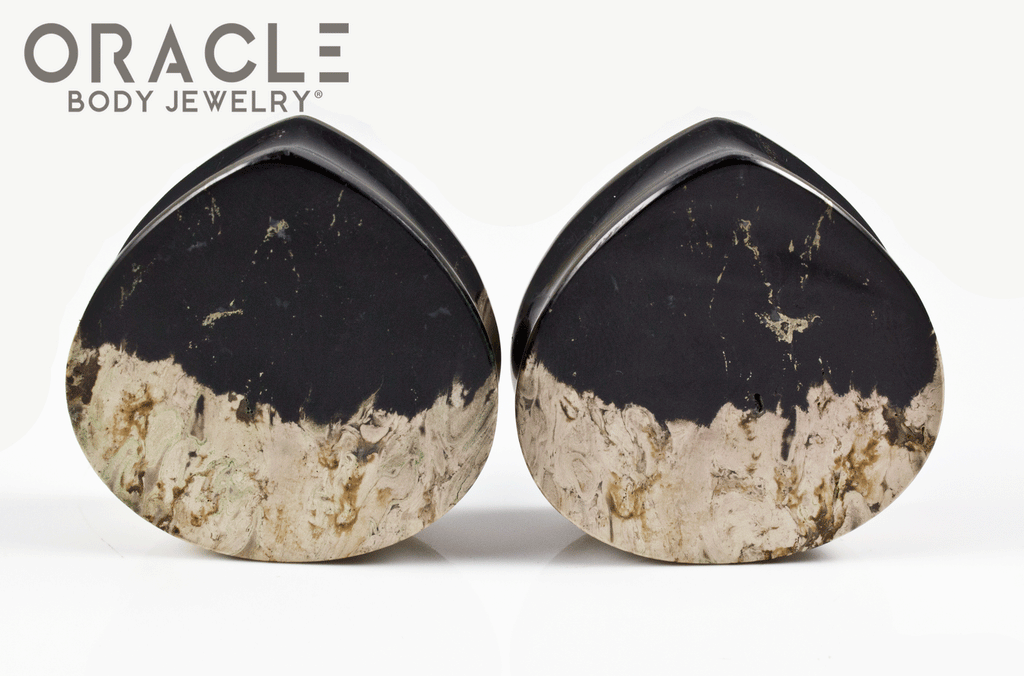 1-1/2" Agatized Palm Root Teardrop Plugs