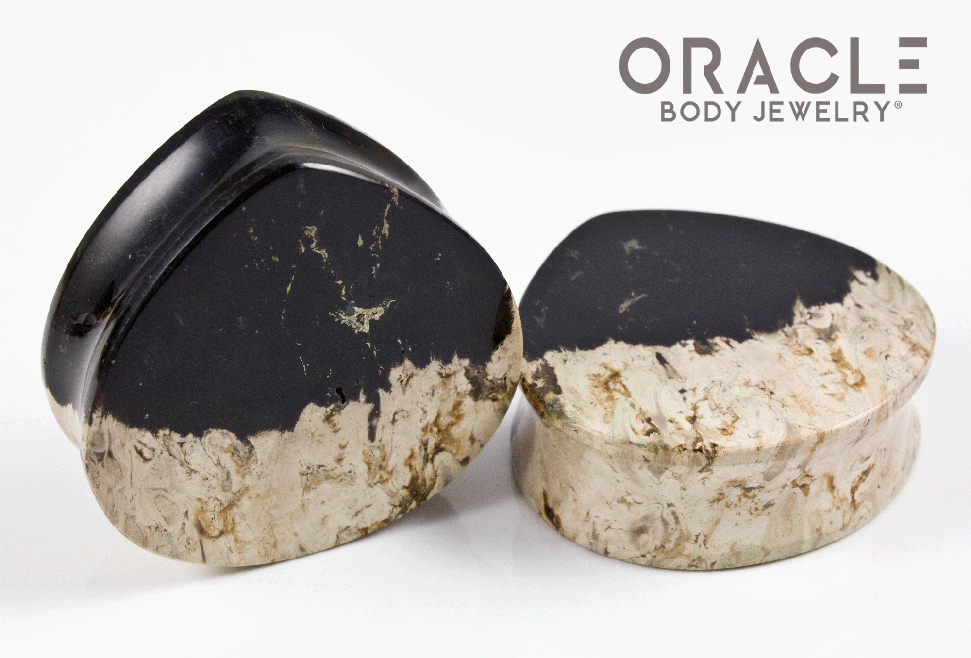 1-1/2" Agatized Palm Root Teardrop Plugs