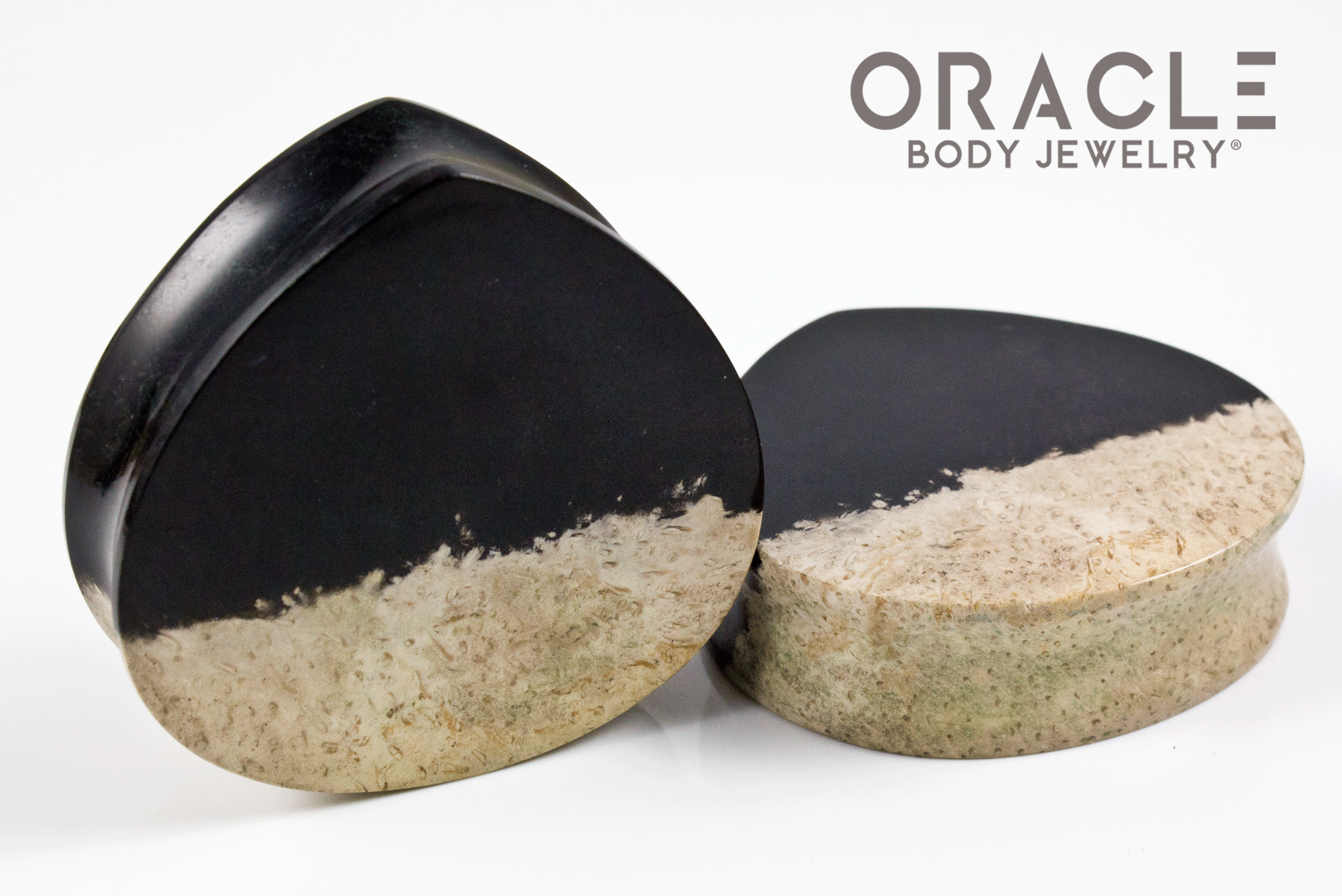 1-3/4" Agatized Palm Root Teardrop Plugs
