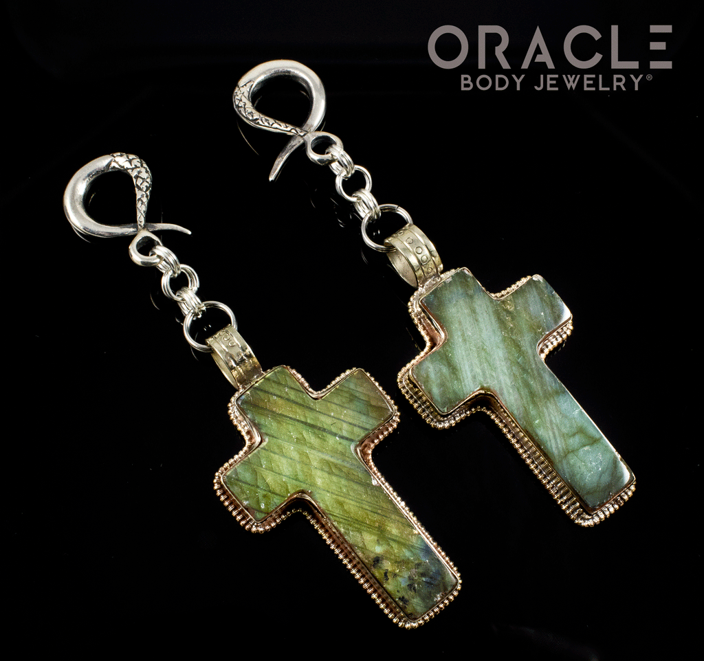 Sterling Silver Crossovers With Labradorite Crosses