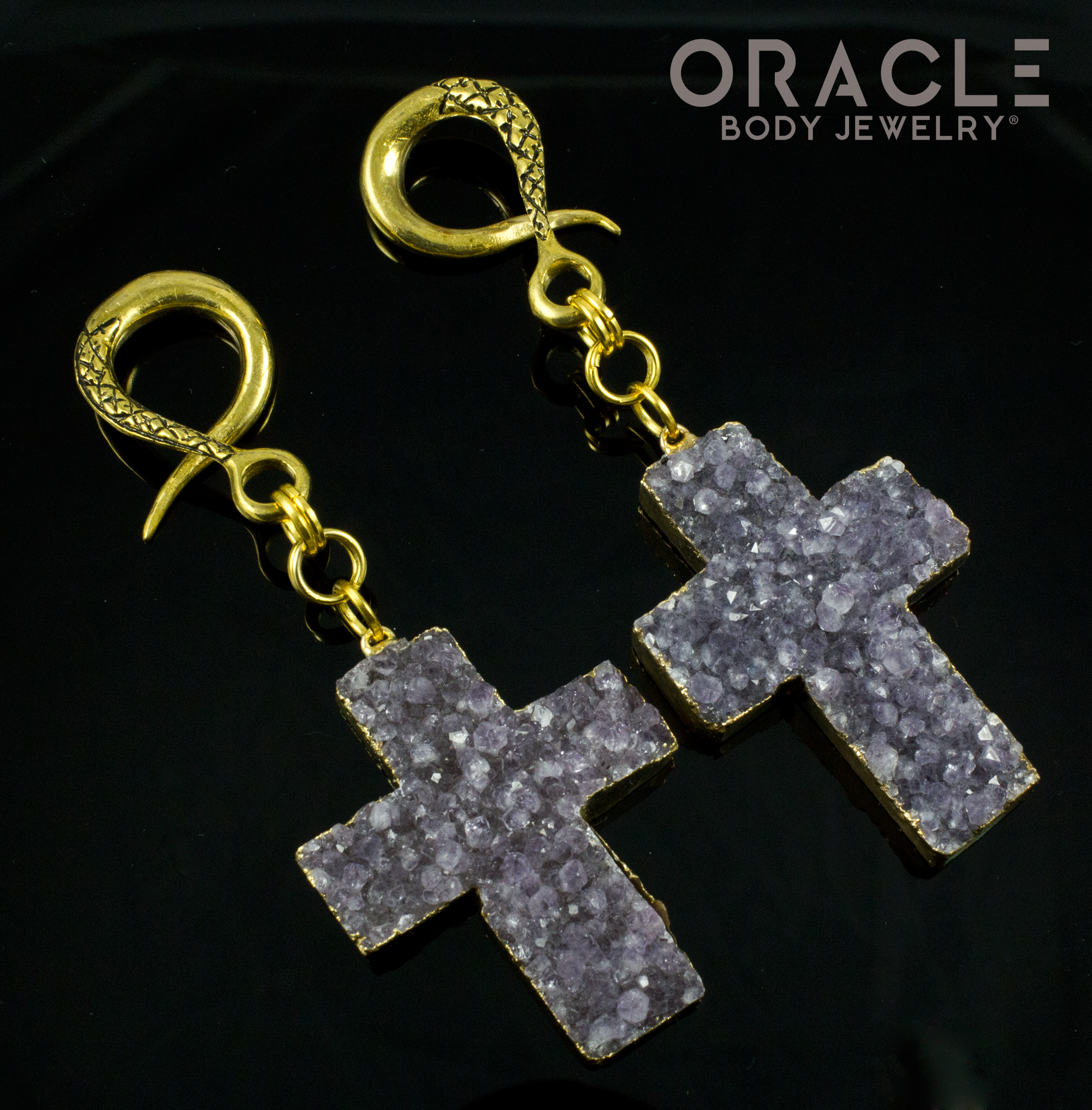 Crossover With Gold Plated Amethyst Crosses