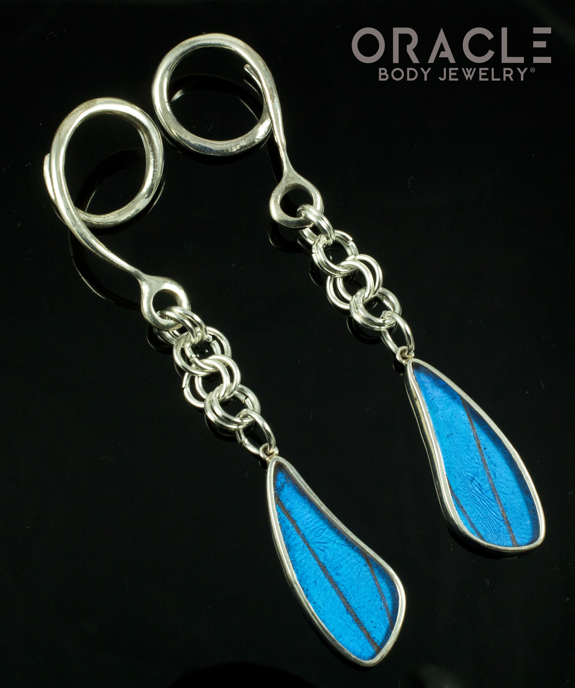 Sterling Silver Crossover With Natural Butterfly Wings