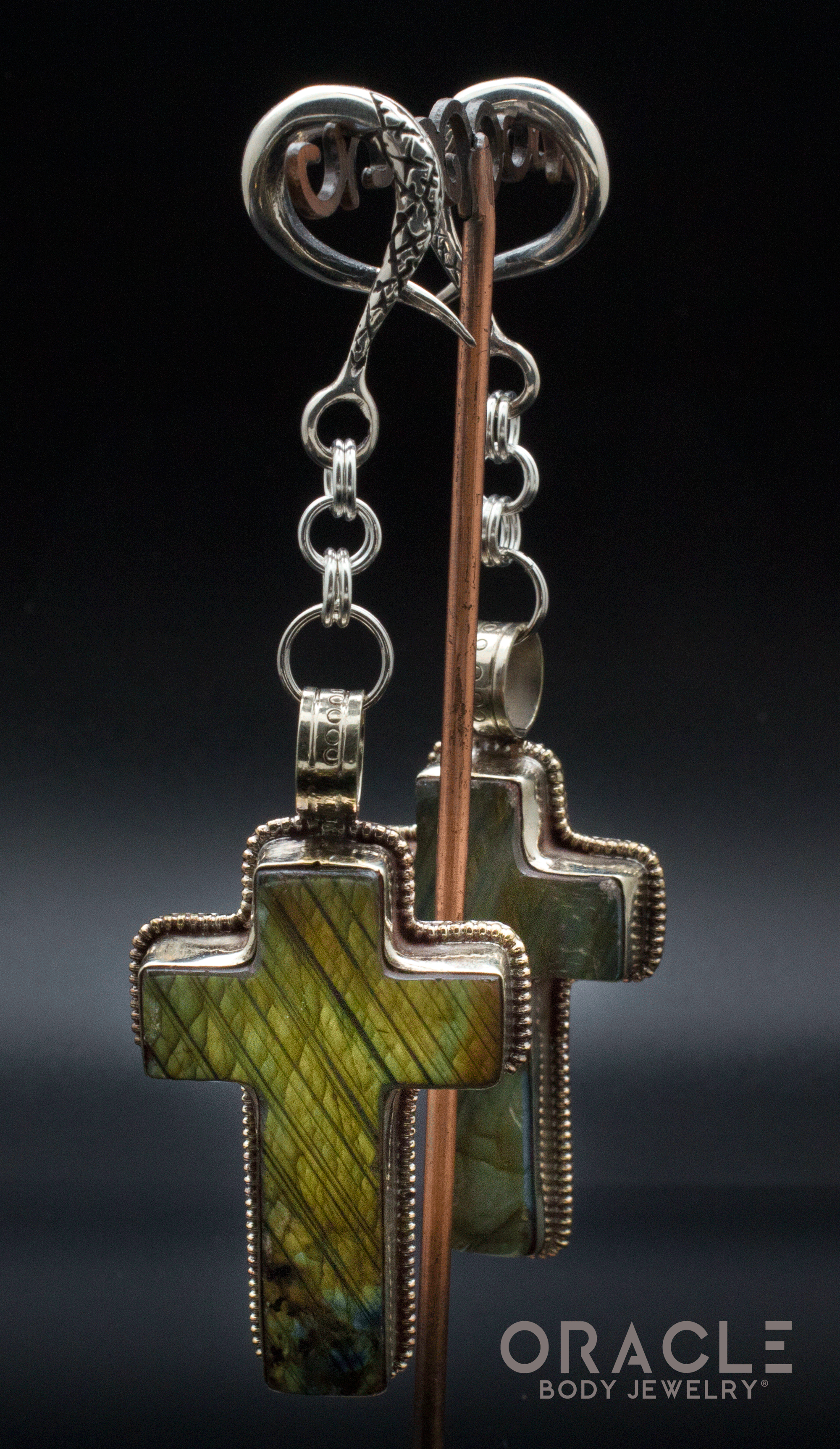 Sterling Silver Crossovers With Labradorite Crosses