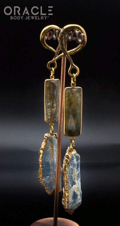Crossover With Gold Plated Faceted Labradorite and Raw Kyanite