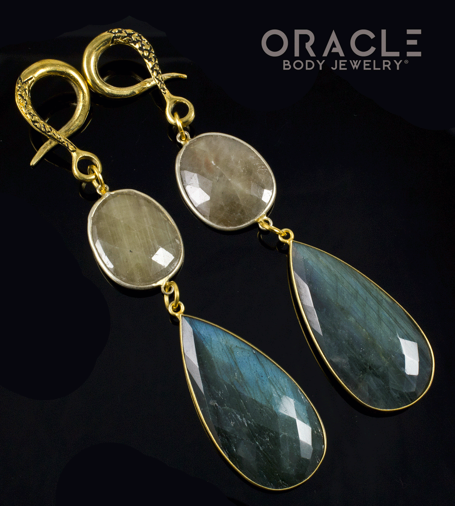 Crossover With Gold Plated Faceted Gold Sapphire and Labradorite