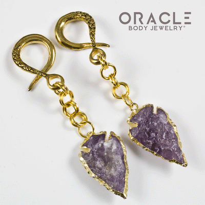 Crossover With Gold Plated Amethyst Arrowheads
