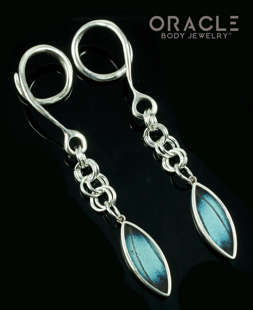 Sterling Silver Crossover With Natural Butterfly Wings