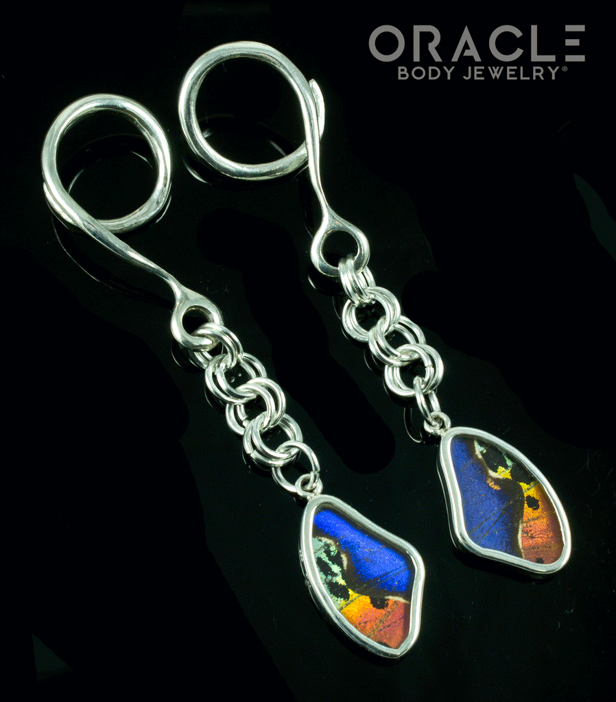 Sterling Silver Crossover With Natural Butterfly Wings