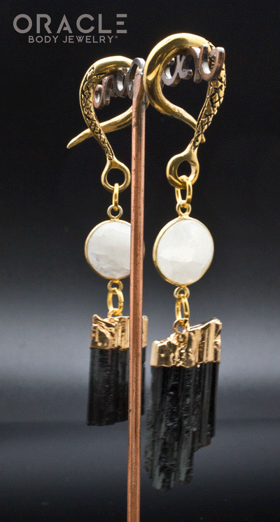 Crossover With Moonstone and Gold Plated Black Tourmaline