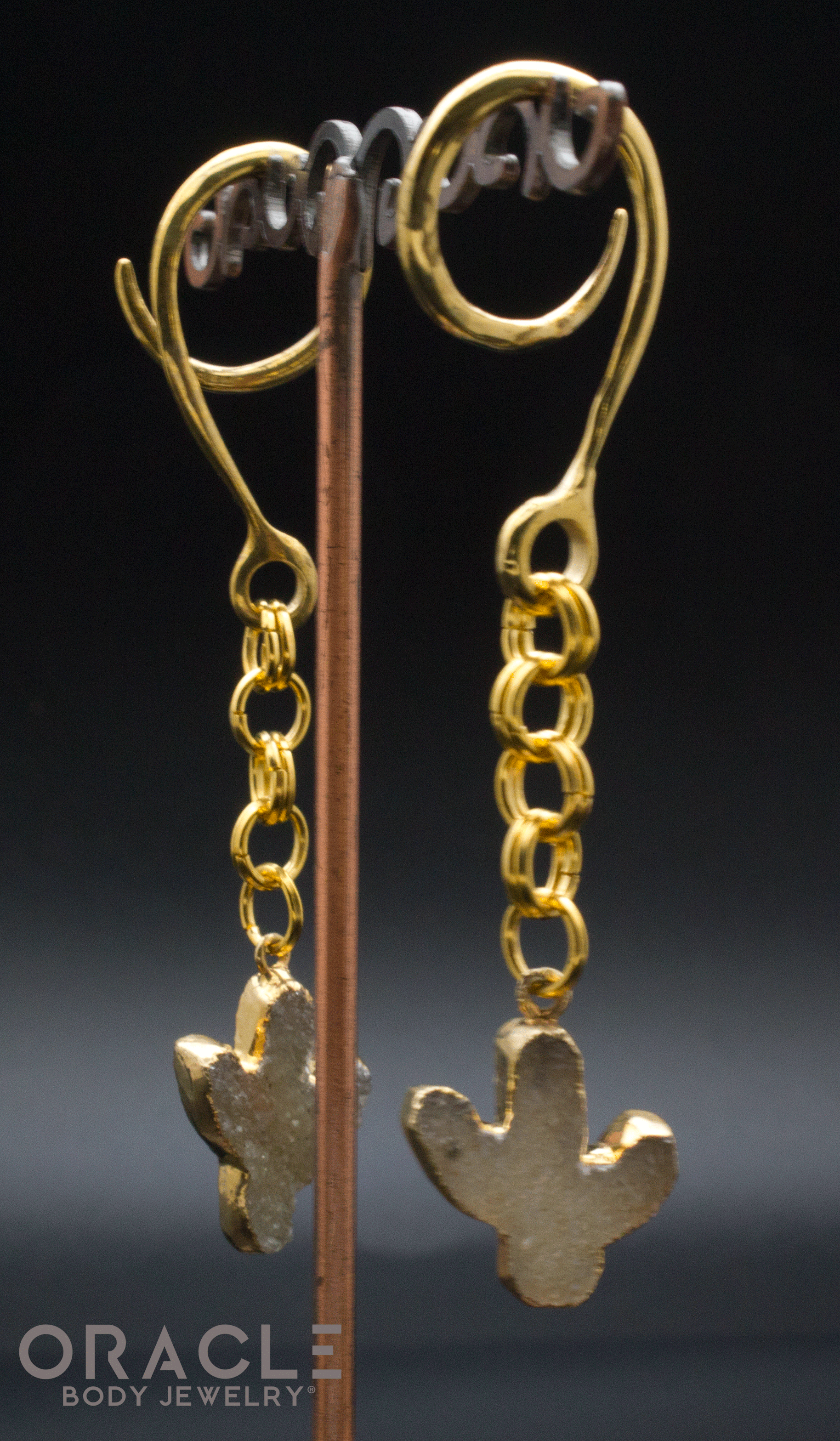 Crossover With Gold Plated Druzy Agate Cactus