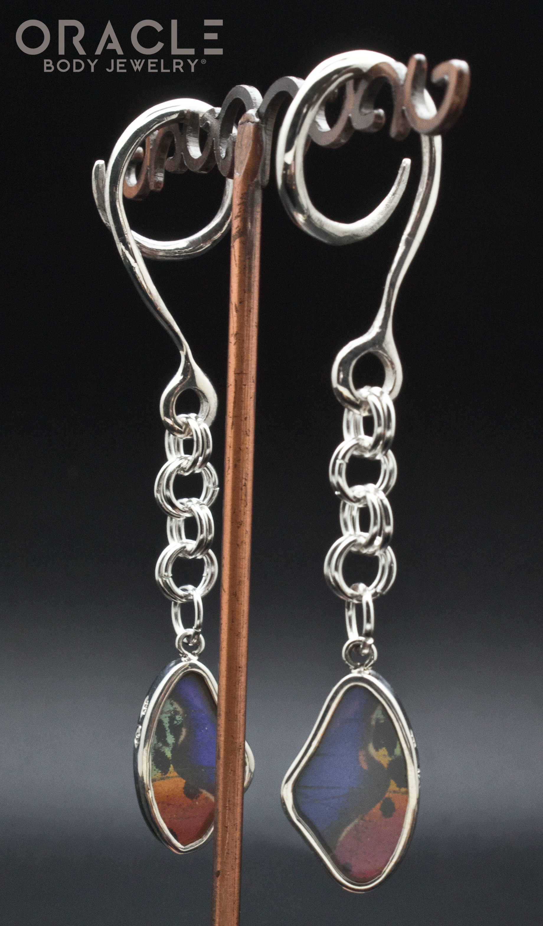 Sterling Silver Crossover With Natural Butterfly Wings