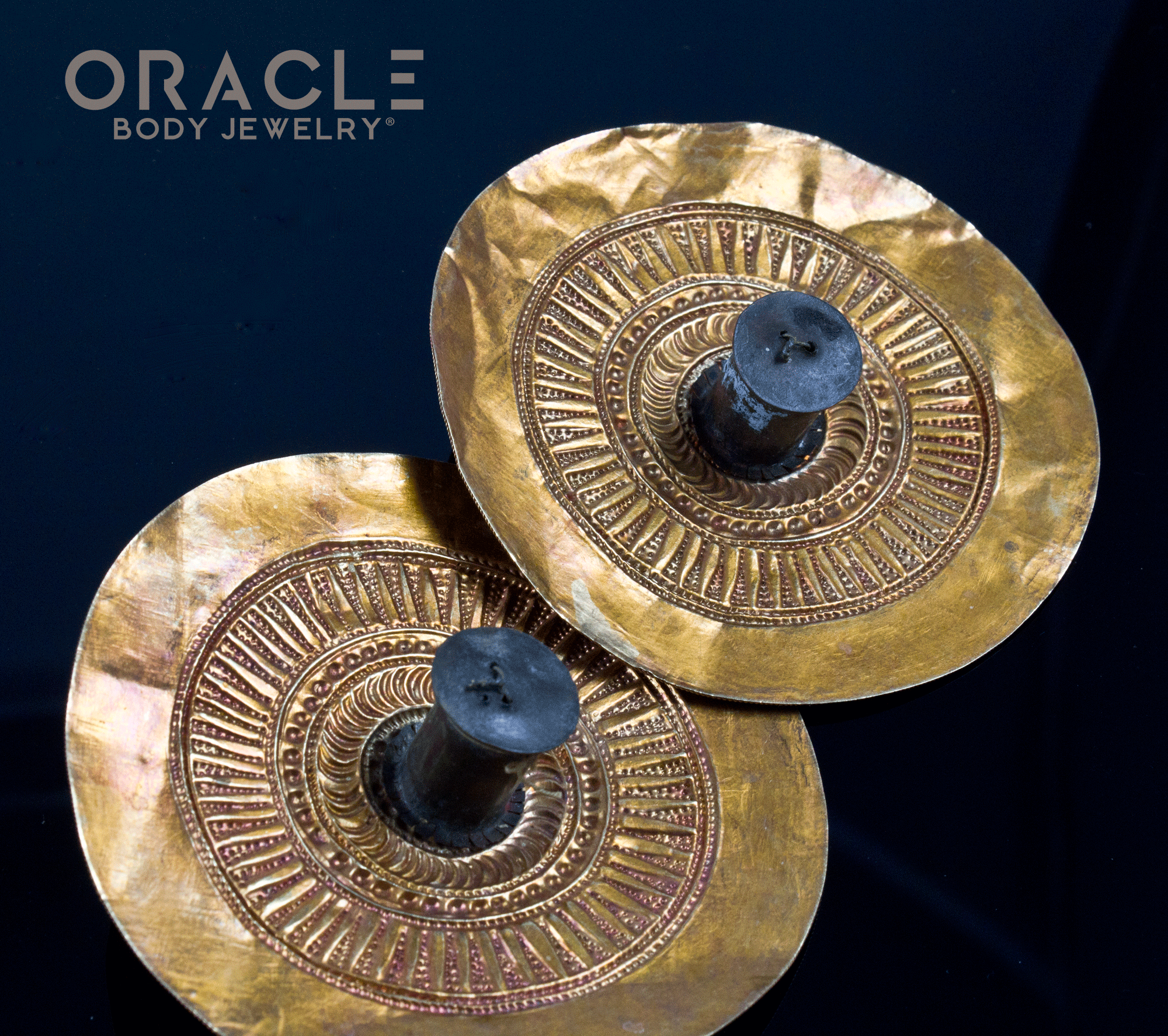 Old Sumatran Large Gold Repoussé Ear Plugs/ Earrings