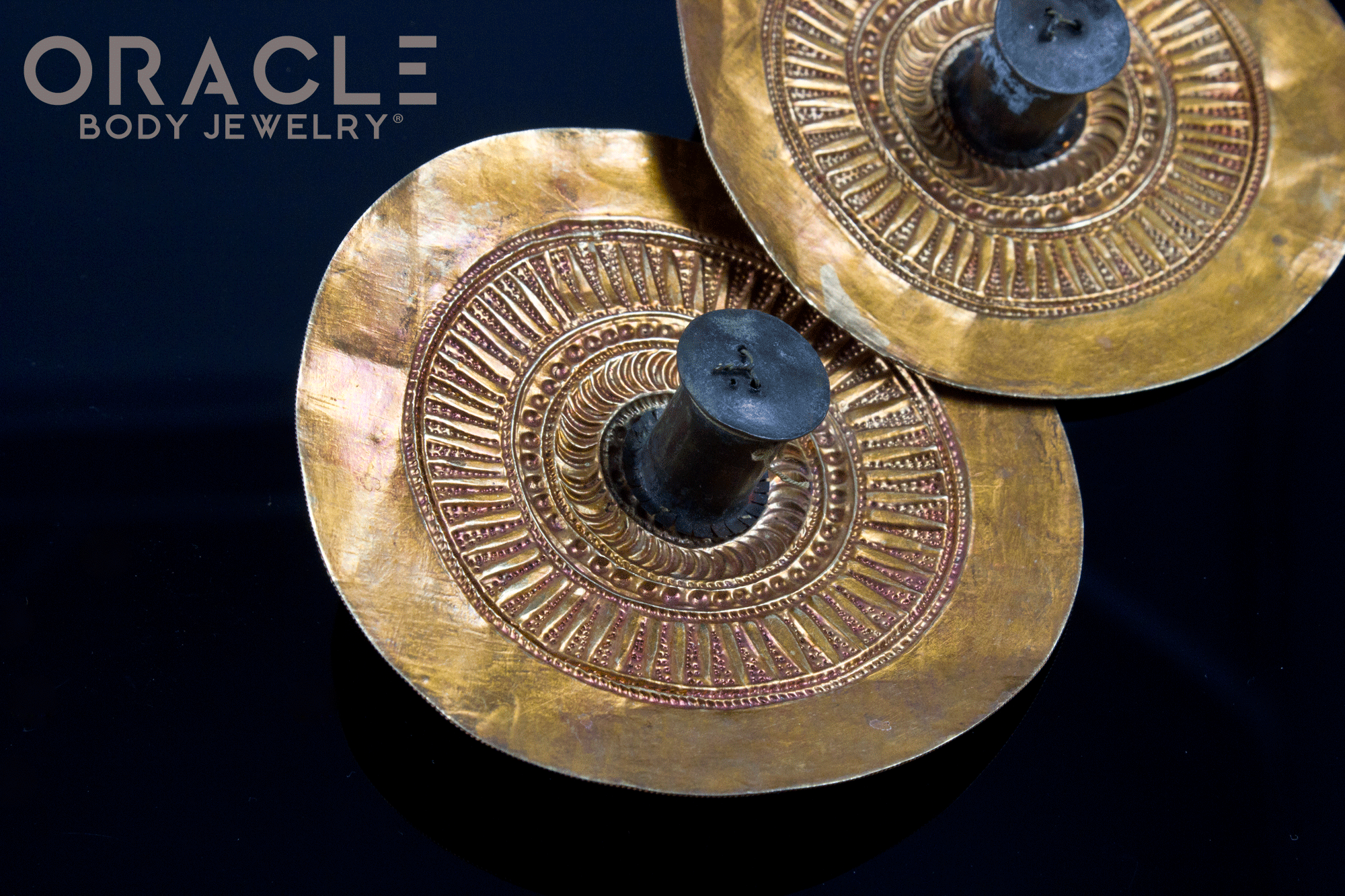 Old Sumatran Large Gold Repoussé Ear Plugs/ Earrings