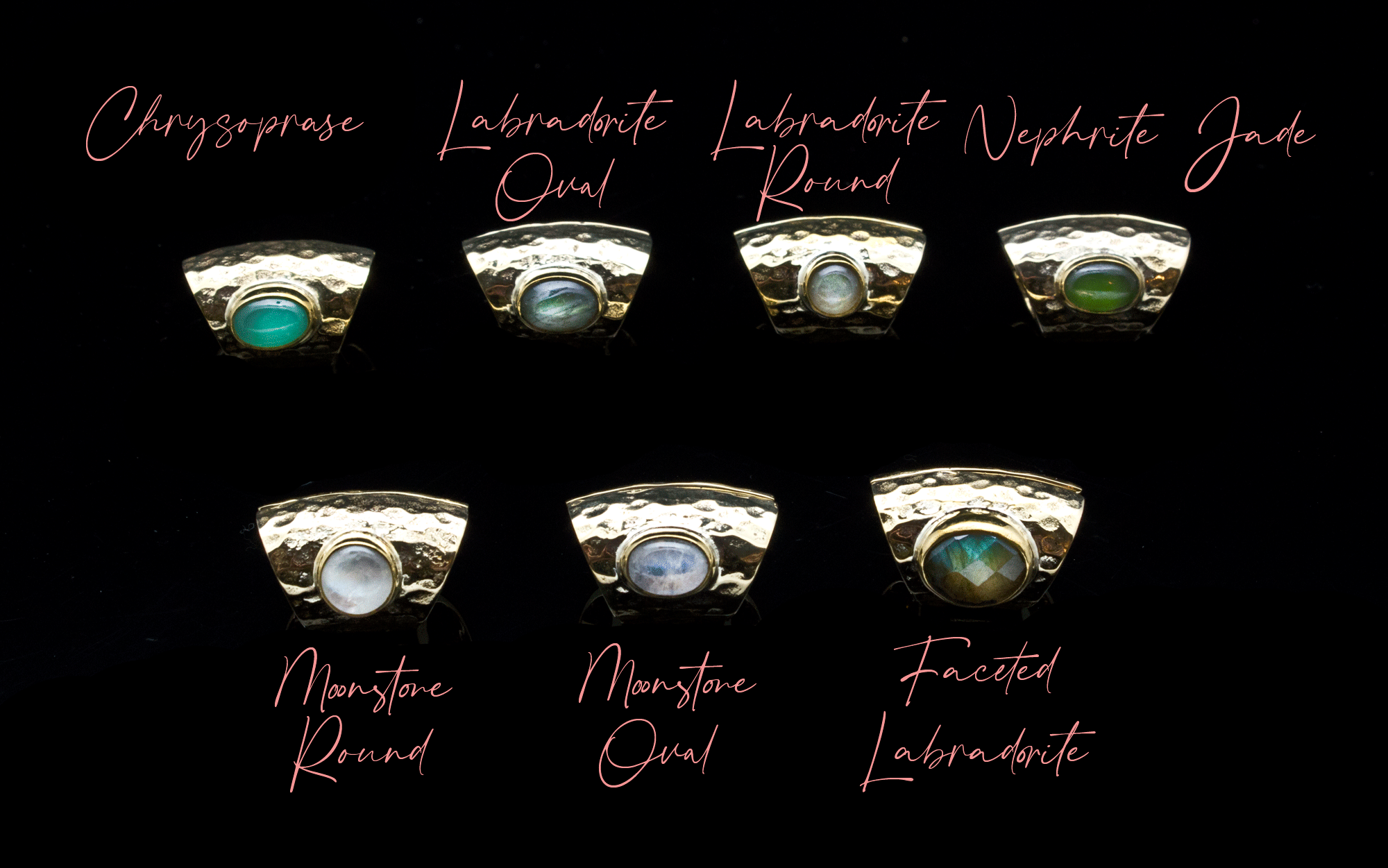 Hammered Brass Lobe Clickers with Stones