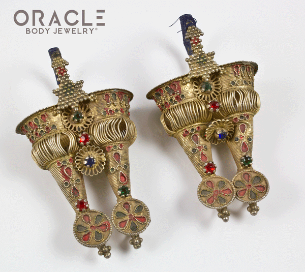 Old Dhebaria Rabari Double Coned Naglai Earrings