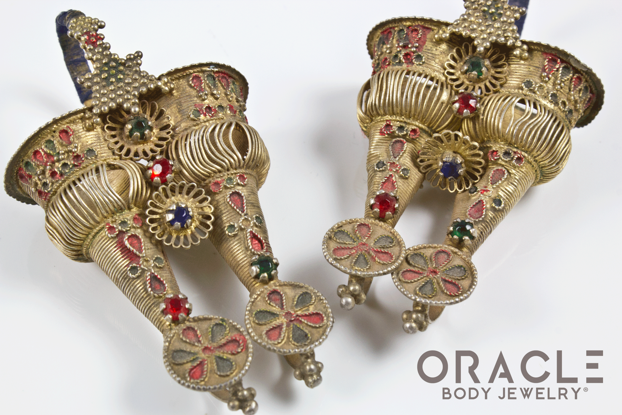 Old Dhebaria Rabari Double Coned Naglai Earrings