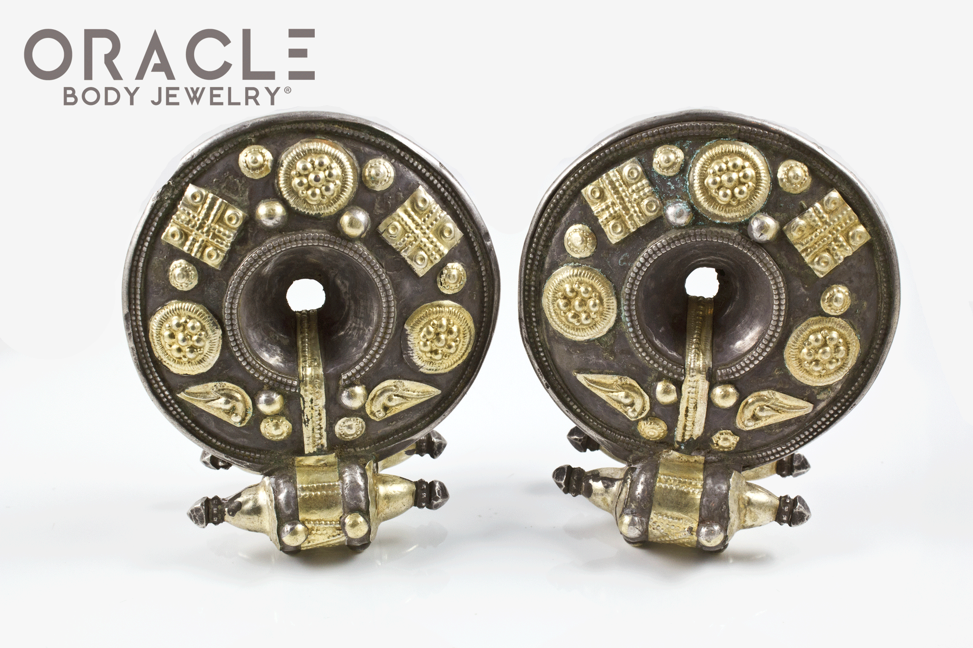 Old Akota Silver and Gold Earrings