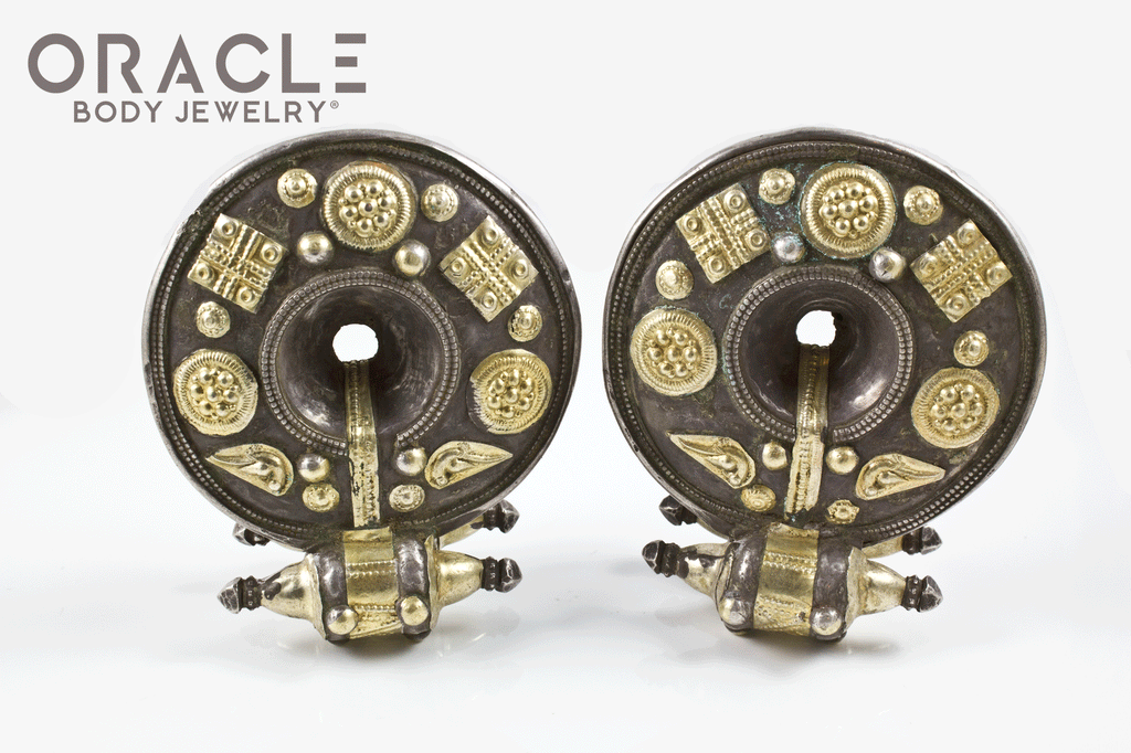 Old Akota Silver and Gold Earrings