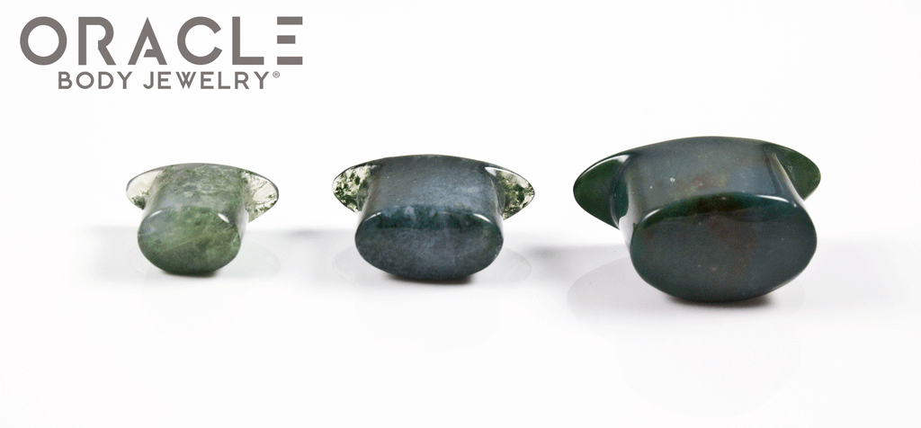 Moss Agate Oval Labrets 2g Through 3/4"