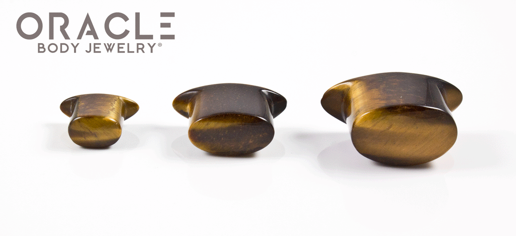 Yellow Tiger Eye Oval Labrets 2g Through 3/4"