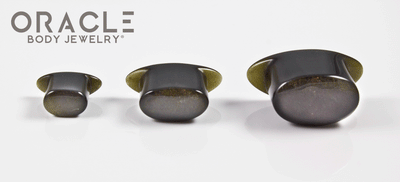 Gold Obsidian Oval Labrets 2g Through 3/4"