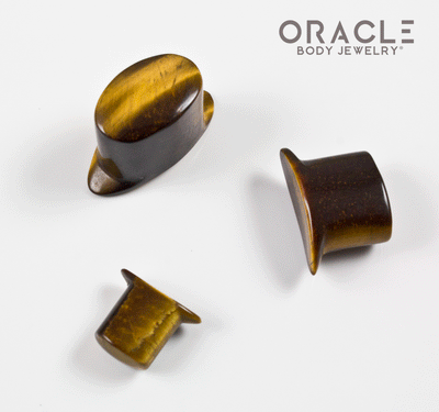 Yellow Tiger Eye Oval Labrets 2g Through 3/4"