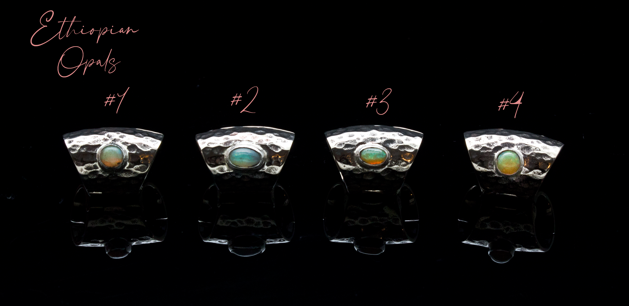 Hammered White Brass Lobe Clickers with Opals