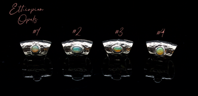 Hammered White Brass Lobe Clickers with Opals