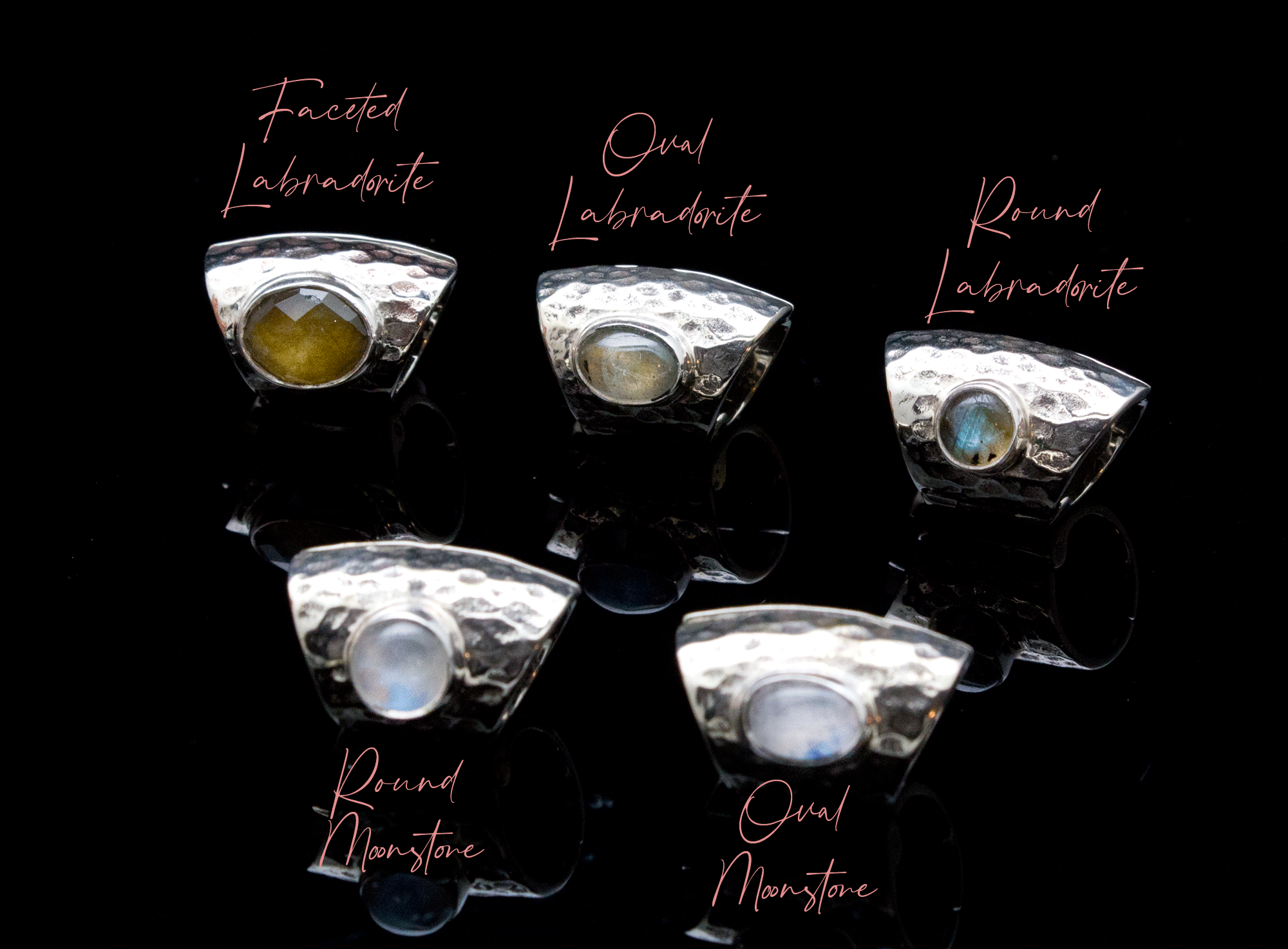 Hammered White Brass Lobe Clickers with Stones