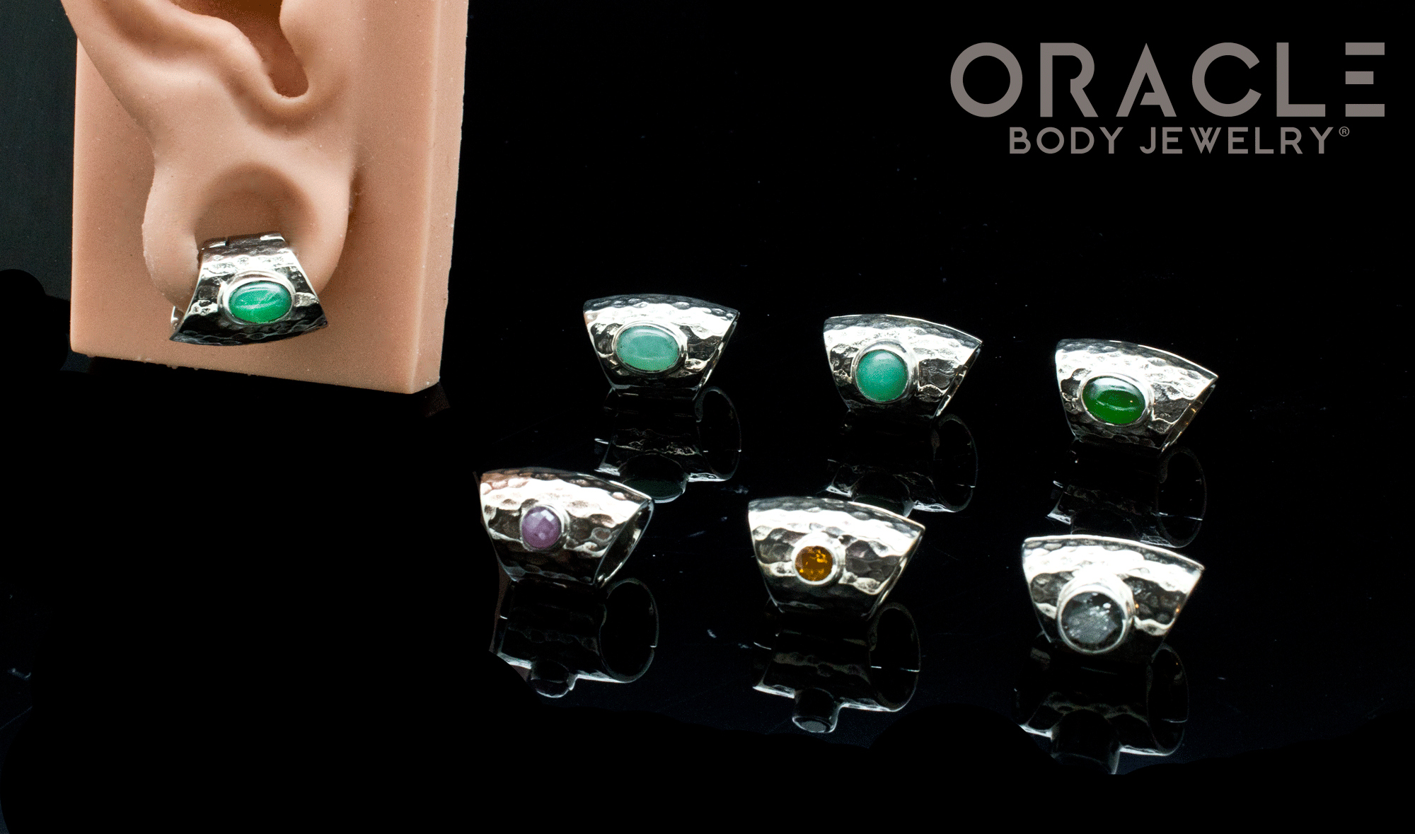Hammered White Brass Lobe Clickers with Stones
