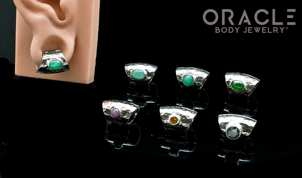 Hammered White Brass Lobe Clickers with Stones