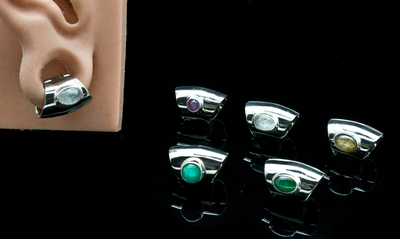 High Polish White Brass Lobe Clickers with Stones