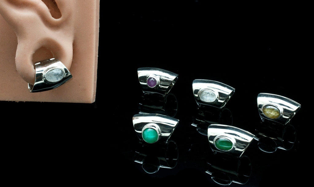 High Polish White Brass Lobe Clickers with Stones