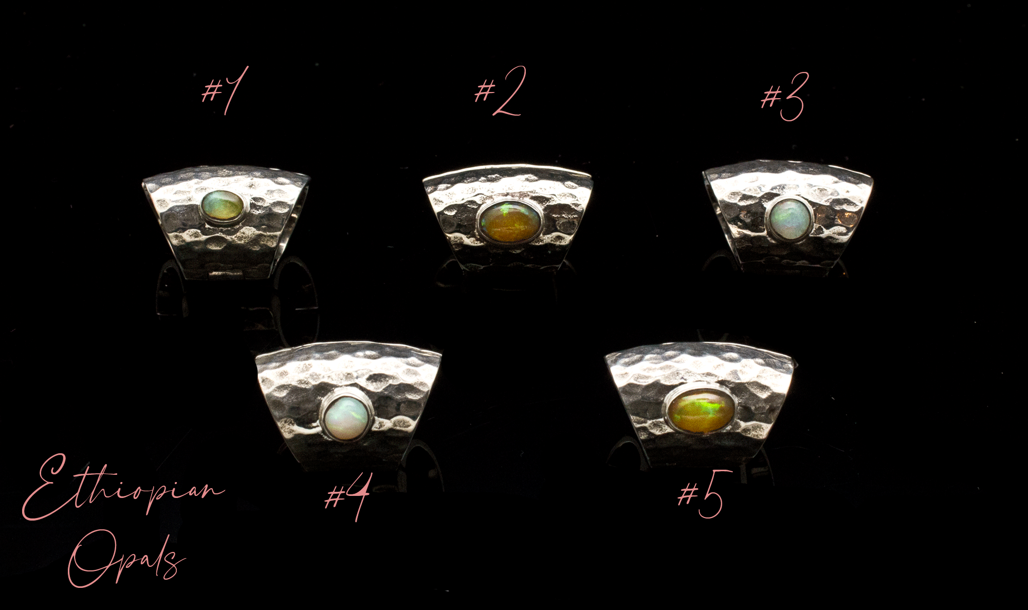 Hammered Sterling Silver Lobe Clickers with Opals