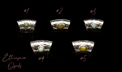 Hammered Sterling Silver Lobe Clickers with Opals