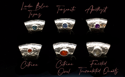 Hammered Sterling Silver Lobe Clickers with Stones