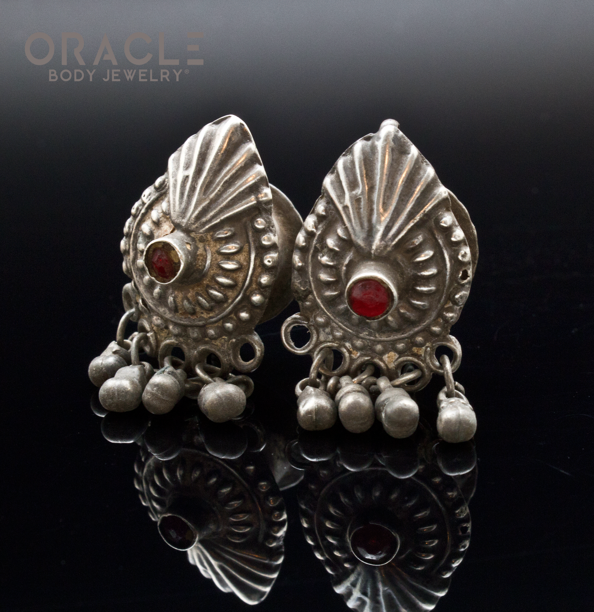 Silver Guajarat Ornate Ear Plugs