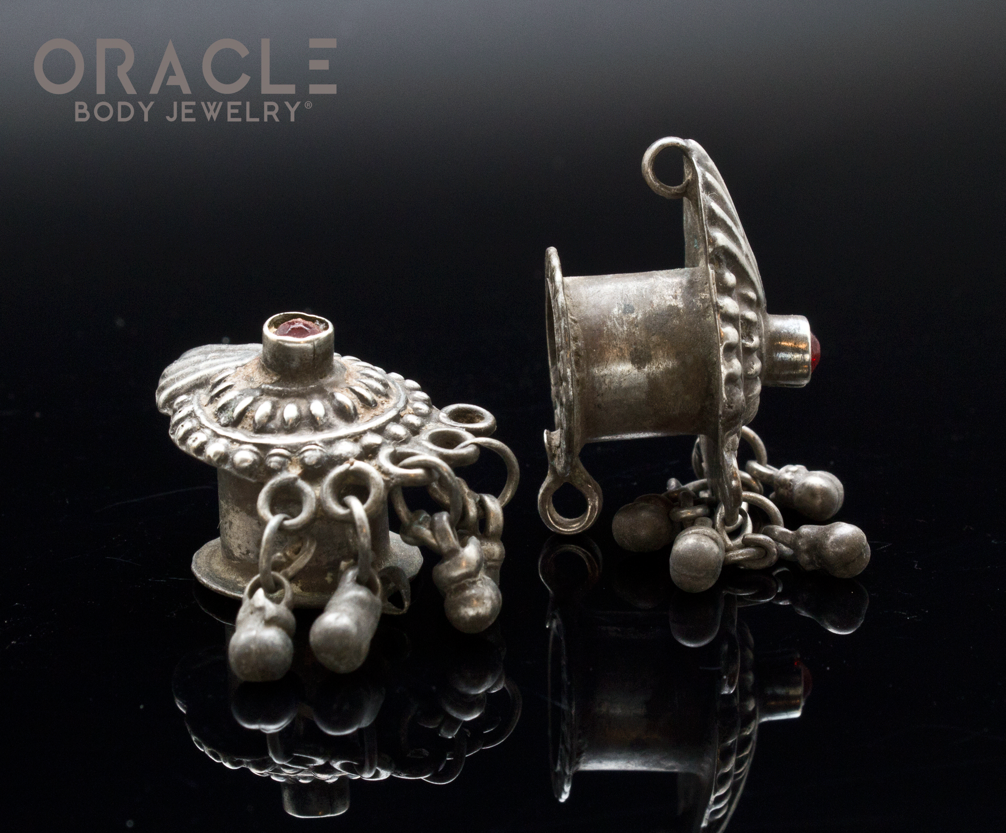 Silver Guajarat Ornate Ear Plugs