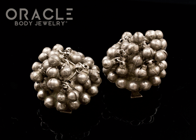 Silver Guajarat Ear Plugs with Bells