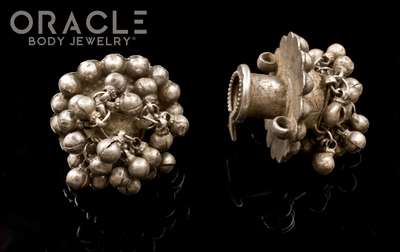 Silver Guajarat Ear Plugs with Bells