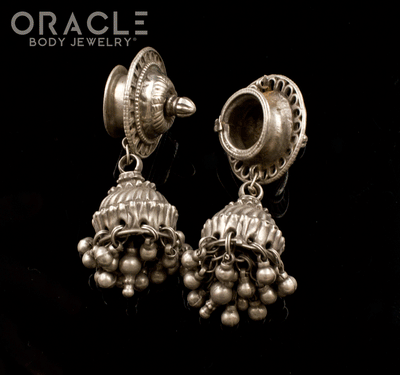 Silver Rabari Ear Plugs with Attached Bells