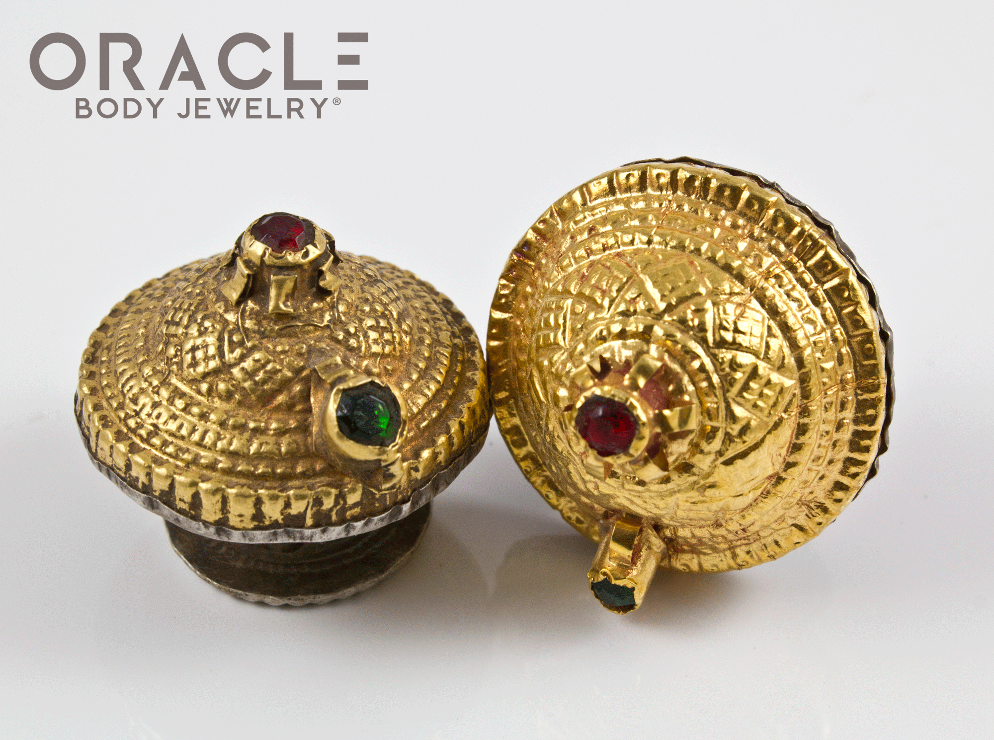 Threaded Gold and Silver Upper Ear Plugs