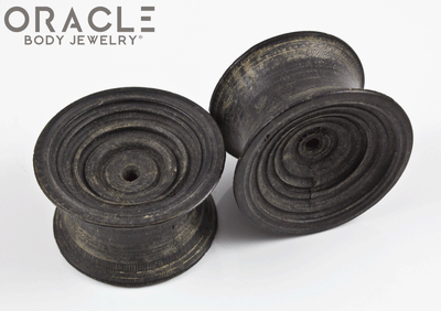 Old Very Large Sarawak Dayak Wood Ear Plugs