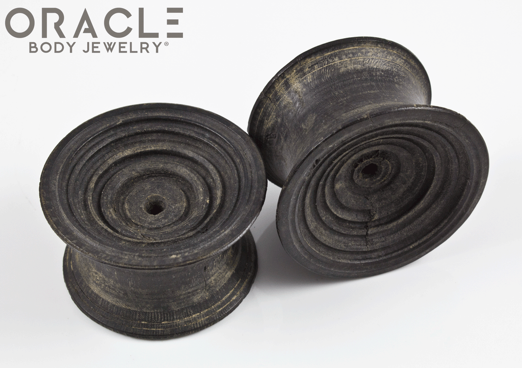Old Very Large Sarawak Dayak Wood Ear Plugs