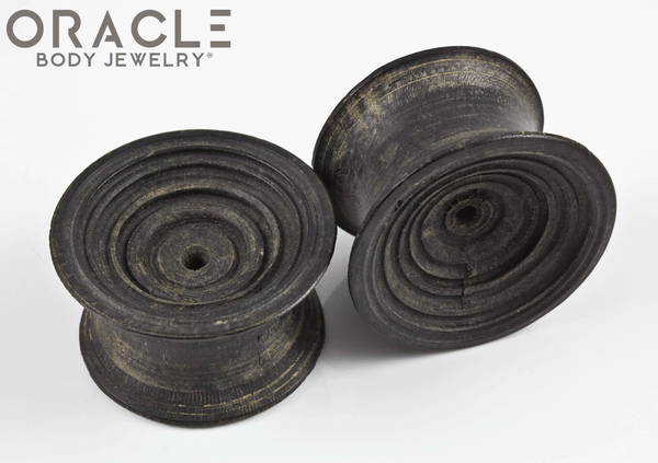 Old Very Large Sarawak Dayak Wood Ear Plugs