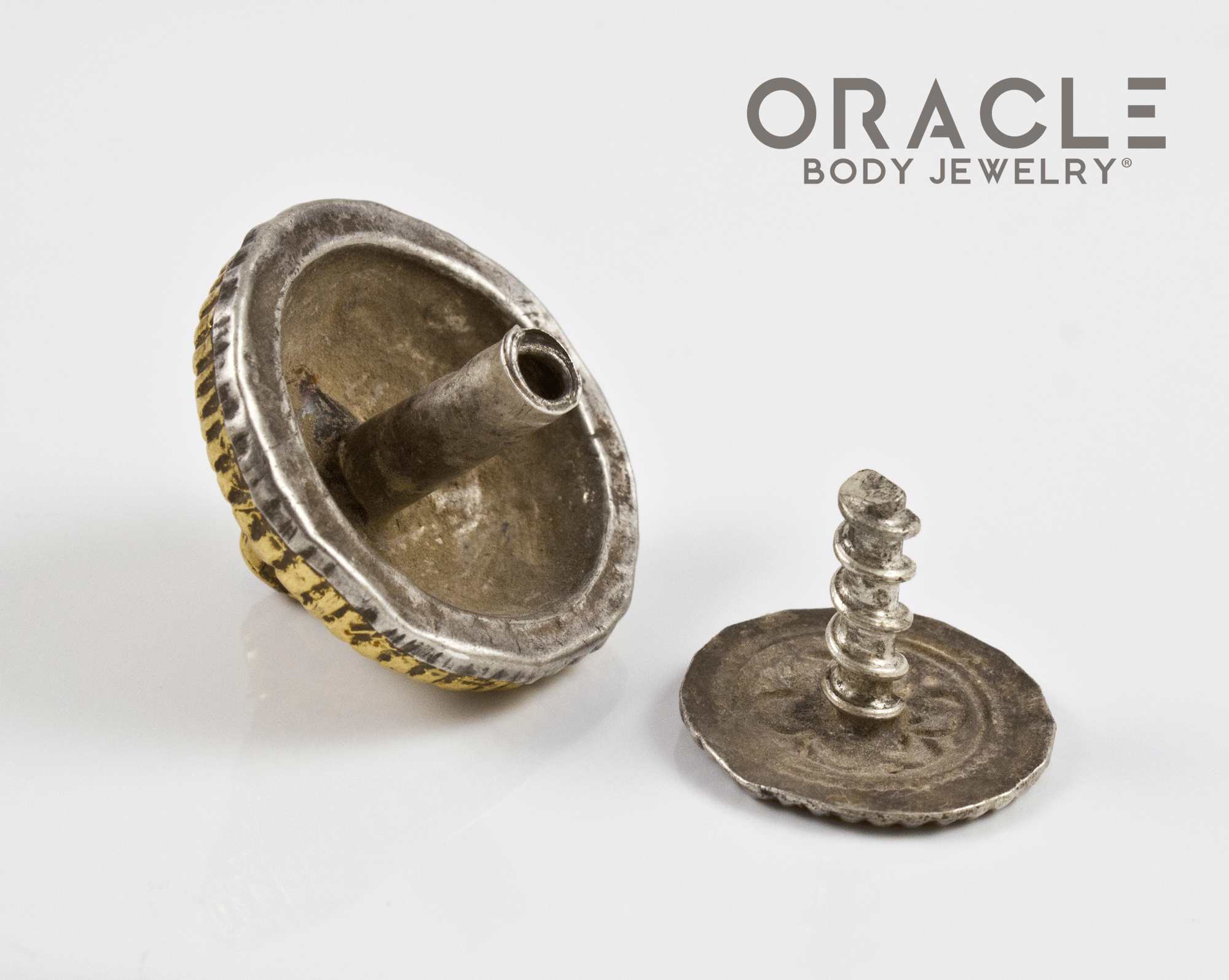 Threaded Gold and Silver Upper Ear Plugs